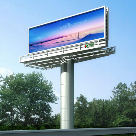 大型戶(hù)外單立柱高炮廣告牌-成都高炮立柱廠(chǎng)家-成都藝心--大型三面戶(hù)外廣告牌